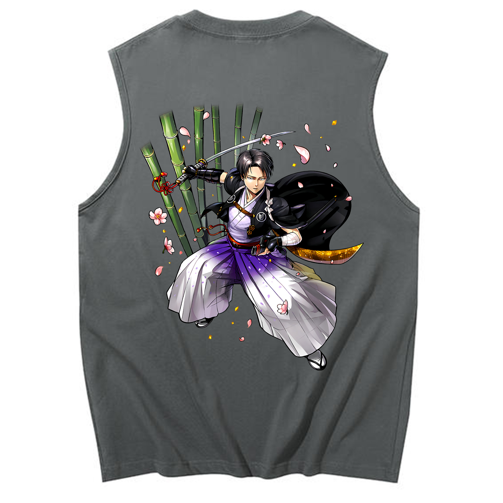 （画像用） 進撃の巨人 リヴァイ·アッカーマン Attack on Titan Levi Ackerman コットン100％タンクトップ（背面プリント）